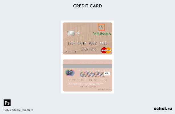 цифровая загрузка шаблона карты Mastercard Словакии VÚB Banka